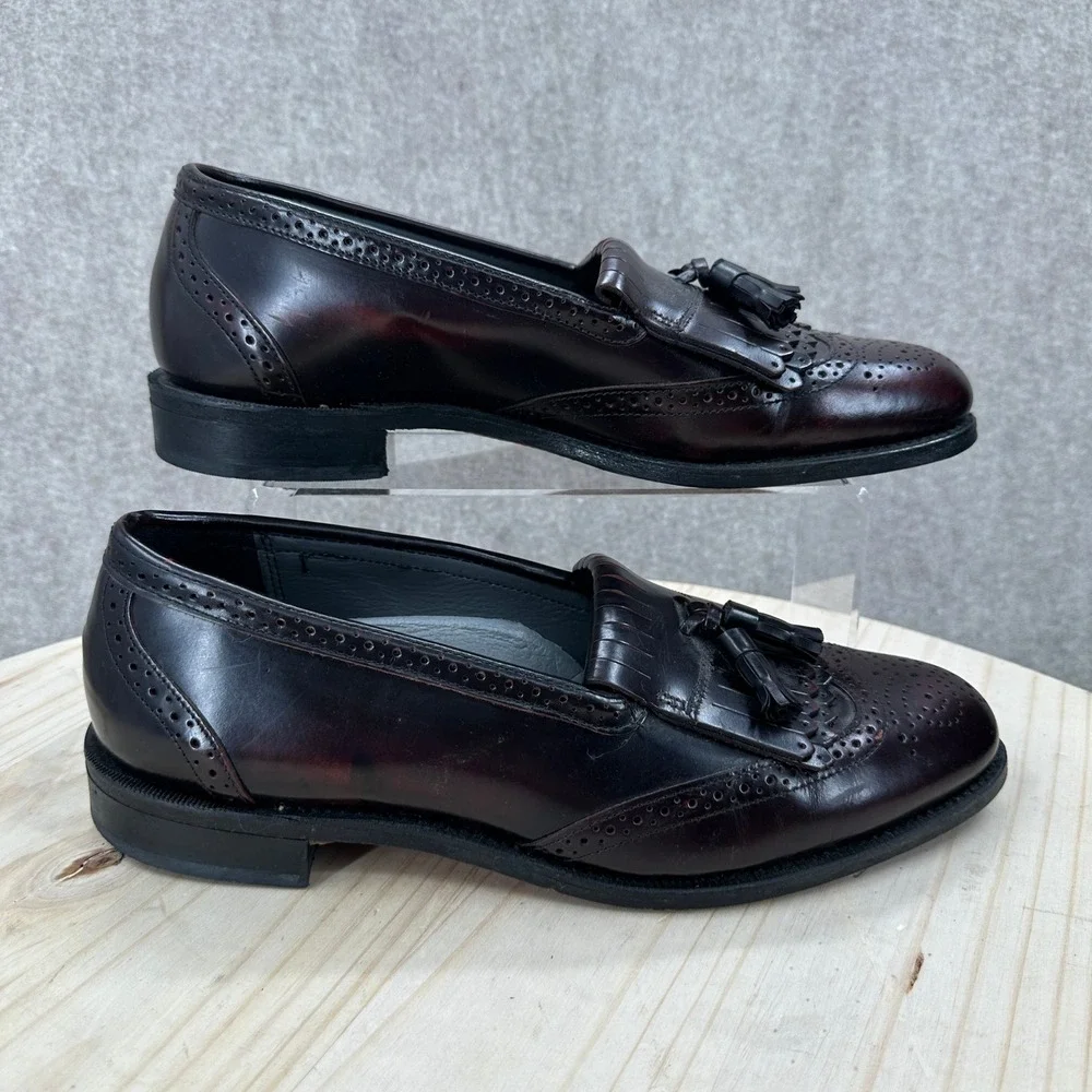 VTG Dexter Kiltie Tassel Loafer Mens 10.5 Burgundy Leather Wingtip Brogue USA